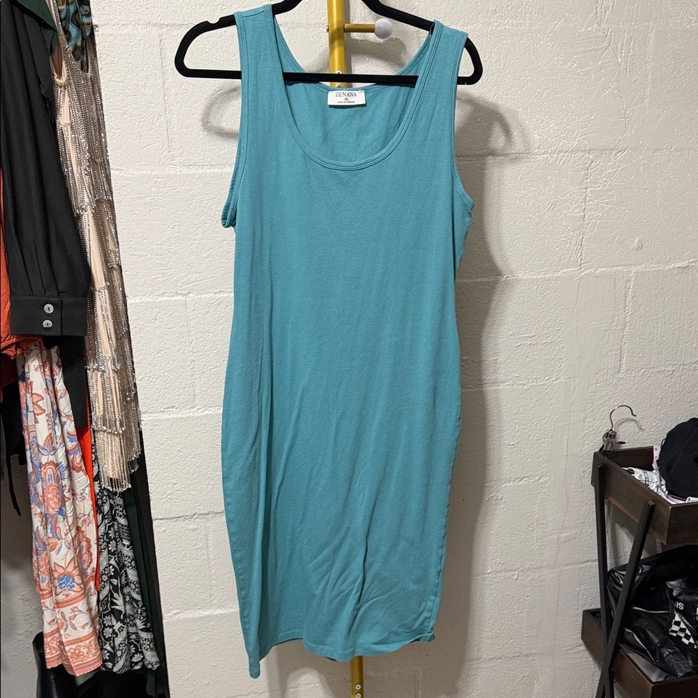 Zenanna Teal Sleeveless Tank Dress
